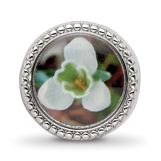 Sterling Silver Reflections Rhodium-plated January Flower Bead