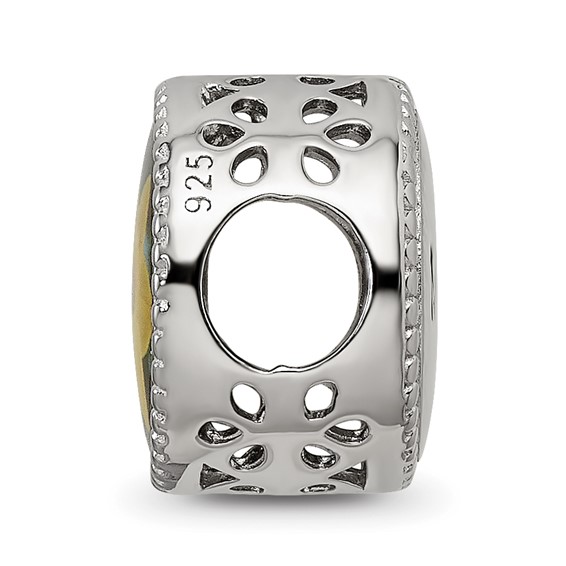 Sterling Silver Reflections Rhodium-plated March Flower Bead