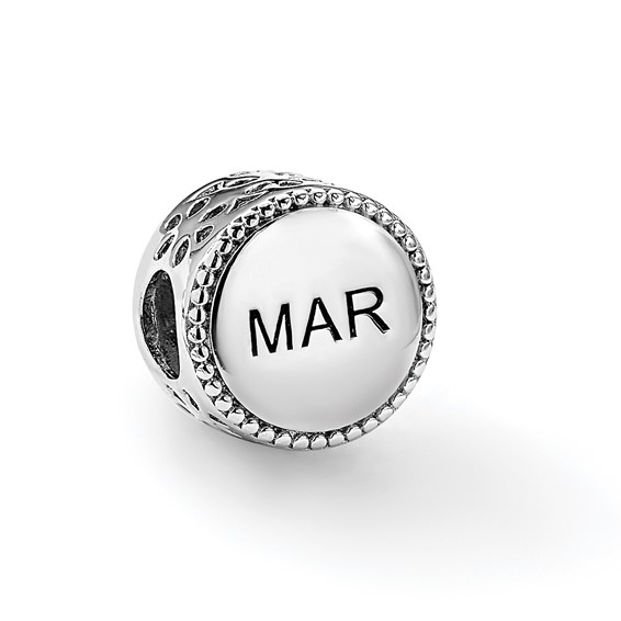 Sterling Silver Reflections Rhodium-plated March Flower Bead