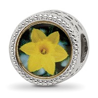 Sterling Silver Reflections Rhodium-plated March Flower Bead view 1
