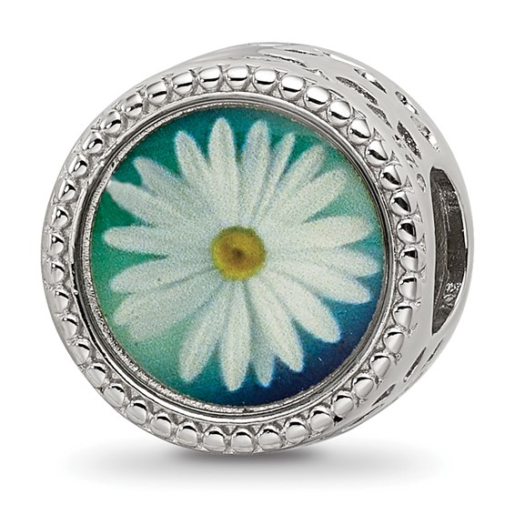 Sterling Silver Reflections Rhodium-plated April Flower Bead