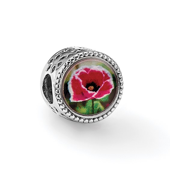 Sterling Silver Reflections Rhodium-plated August Flower Bead