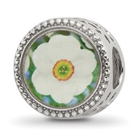 Sterling Silver Reflections Rhodium-plated December Flower Bead view 1