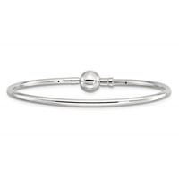 Sterling Silver Reflections Rhodium-plated Bangle with a Circle Clasp Bead view 3