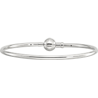 Sterling Silver Reflections Rhodium-plated Bangle with a Circle Clasp Bead view 4