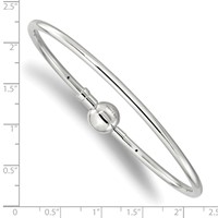 Sterling Silver Reflections Rhodium-plated Bangle with a Circle Clasp Bead view 2