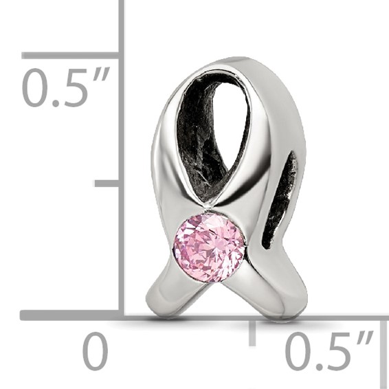 Sterling Silver Reflections Silver Ribbon with Pink CZ Bead