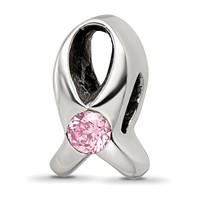 Sterling Silver Reflections Silver Ribbon with Pink CZ Bead view 1