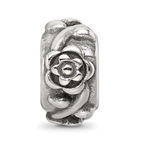 Sterling Silver Reflections Antiqued Flower Chain Bead view 3