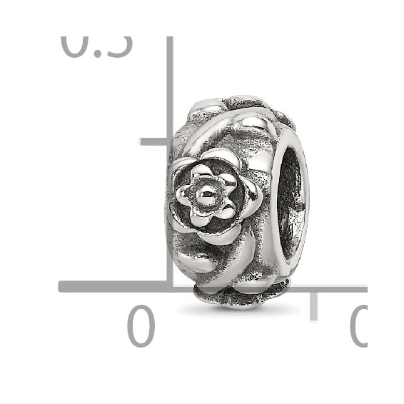 Sterling Silver Reflections Antiqued Flower Chain Bead