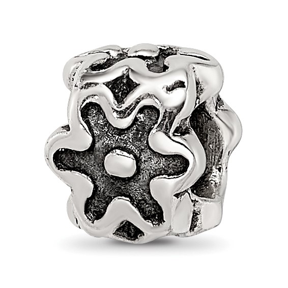 Sterling Silver Reflections Antiqued Flower Kids Bead