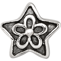Sterling Silver Reflections Antiqued Star with Flower Kids Bead view 3