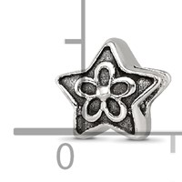 Sterling Silver Reflections Antiqued Star with Flower Kids Bead view 4