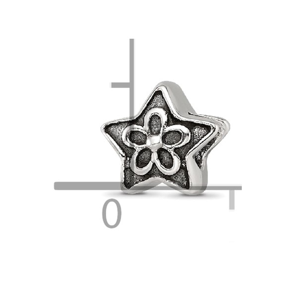 Sterling Silver Reflections Antiqued Star with Flower Kids Bead