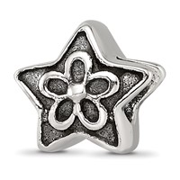Sterling Silver Reflections Antiqued Star with Flower Kids Bead view 1