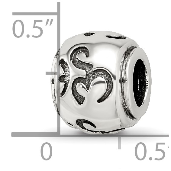 Sterling Silver Reflections Antiqued Om Bead