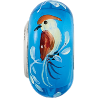 Sterling Silver Reflections Hand Painted Bird, Blue Glass Bead view 4