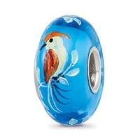 Sterling Silver Reflections Hand Painted Bird, Blue Glass Bead view 1