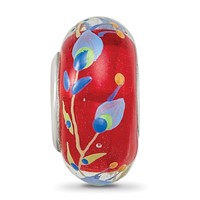 Sterling Silver Reflections Hand Painted Feathers, Clear & Red Glass Bead view 5
