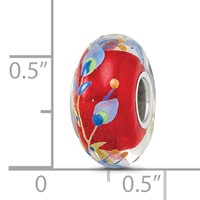 Sterling Silver Reflections Hand Painted Feathers, Clear & Red Glass Bead view 4