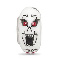 Sterling Silver Reflections Hand Painted Ghouls, White Glass Bead view 3