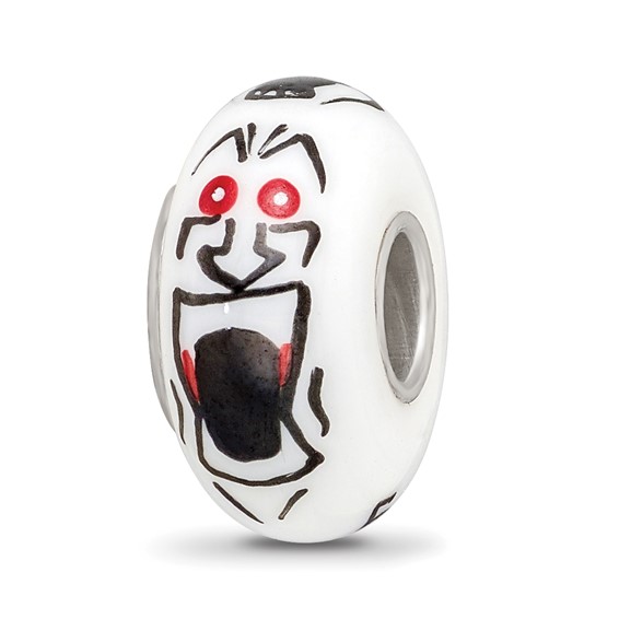 Sterling Silver Reflections Hand Painted Ghouls, White Glass Bead