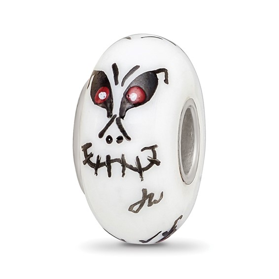 Sterling Silver Reflections Hand Painted Ghouls, White Glass Bead
