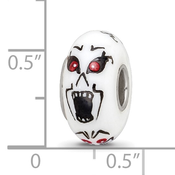 Sterling Silver Reflections Hand Painted Ghouls, White Glass Bead
