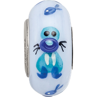 Sterling Silver Reflections Hand Painted Walrus, Purple Glass Bead view 4