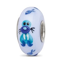 Sterling Silver Reflections Hand Painted Walrus, Purple Glass Bead view 1