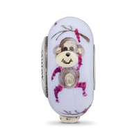 Sterling Silver Reflections Hand Painted Monkey, Purple Glass Bead view 3