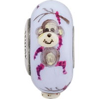 Sterling Silver Reflections Hand Painted Monkey, Purple Glass Bead view 4