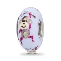 Sterling Silver Reflections Hand Painted Monkey, Purple Glass Bead view 1