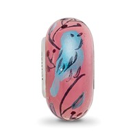 Sterling Silver Reflections Hand Painted Bird, Clear & Rose Glass Bead view 3