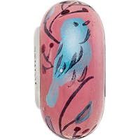 Sterling Silver Reflections Hand Painted Bird, Clear & Rose Glass Bead view 4