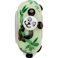 Sterling Silver Reflections Hand Painted Panda, Green Glass Bead view 4
