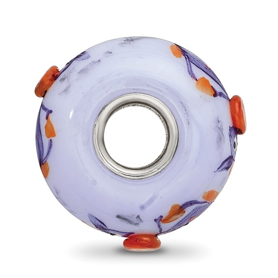 Sterling Silver Reflections Hand Painted Dragon, Purple Glass Bead