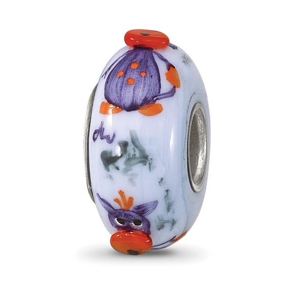 Sterling Silver Reflections Hand Painted Dragon, Purple Glass Bead