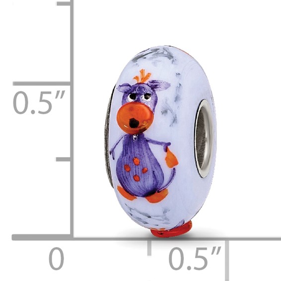 Sterling Silver Reflections Hand Painted Dragon, Purple Glass Bead