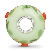 Sterling Silver Reflections Hand Painted Giraffe, Green Glass Bead view 2