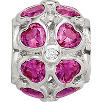 Sterling Silver Reflections Red Heart CZ Bead view 3