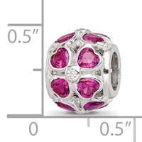 Sterling Silver Reflections Red Heart CZ Bead view 4