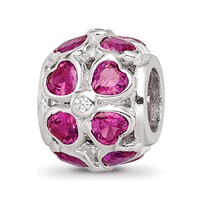 Sterling Silver Reflections Red Heart CZ Bead view 1