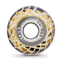 Sterling Silver Reflections Gold Blue White Italian Glass Bead view 2