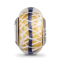 Sterling Silver Reflections Gold Blue White Italian Glass Bead view 5