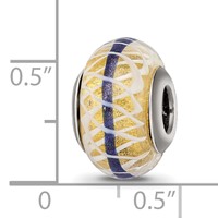 Sterling Silver Reflections Gold Blue White Italian Glass Bead view 4