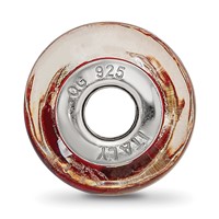Sterling Silver Reflections Red Hearts Italian Glass Bead view 2