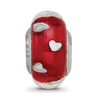 Sterling Silver Reflections Red Hearts Italian Glass Bead view 5