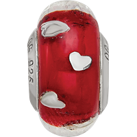 Sterling Silver Reflections Red Hearts Italian Glass Bead view 3