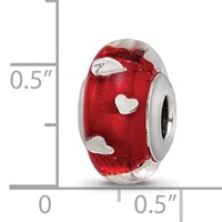 Sterling Silver Reflections Red Hearts Italian Glass Bead view 4